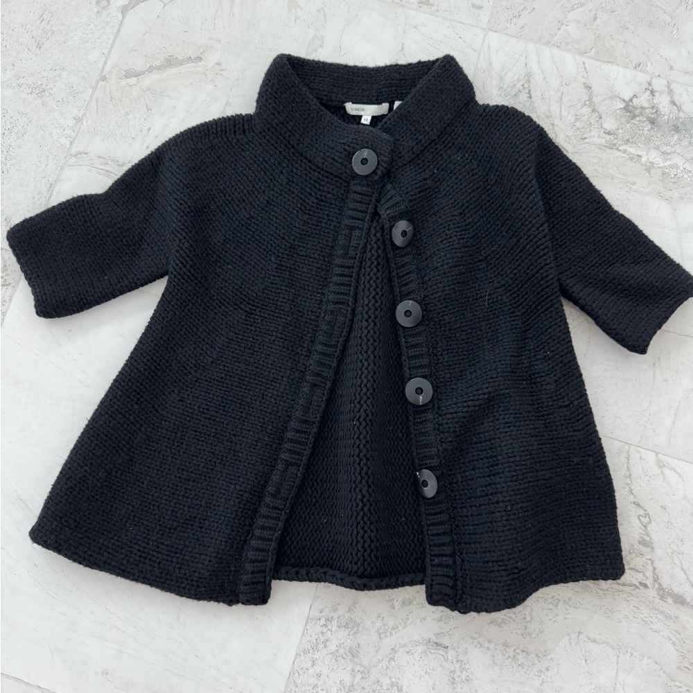 Vince Black Knit Button-Up Cardigan - short sleeves